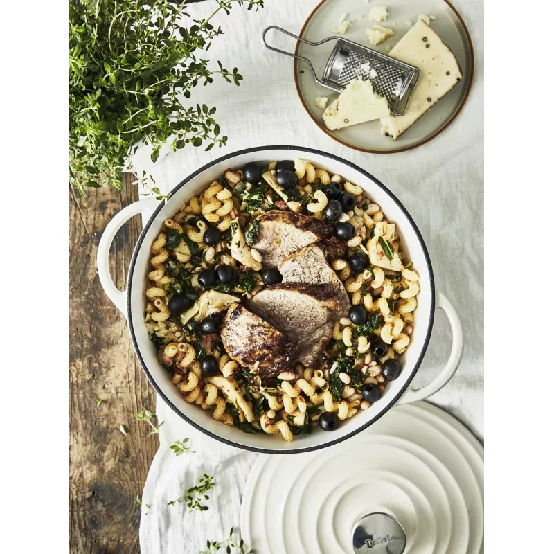 Tefal cast iron serving pan LOV E25972, round 3.8 L, 28 cm, beige