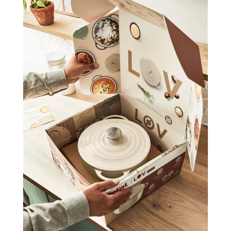 Tefal cast iron serving pan LOV E25972, round 3.8 L, 28 cm, beige