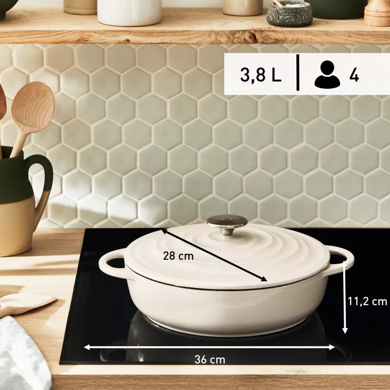 Tefal cast iron serving pan LOV E25972, round 3.8 L, 28 cm, beige