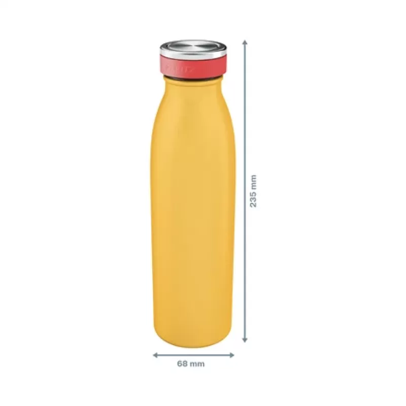 Leitz Cosy Insulated Water Bottle 500 ml, Yellow, Stainless steel, 68 mm, 68 mm, 235 mm, 280 g