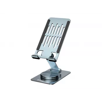 Foldable Swivel Phone Stand CONCEPTRONIC THANA08G, 360° Rotating Base, Adjustable Height, Silver