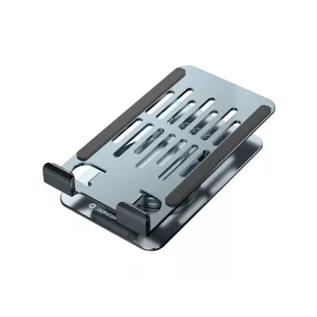 Foldable Swivel Phone Stand CONCEPTRONIC THANA08G, 360° Rotating Base, Adjustable Height, Silver
