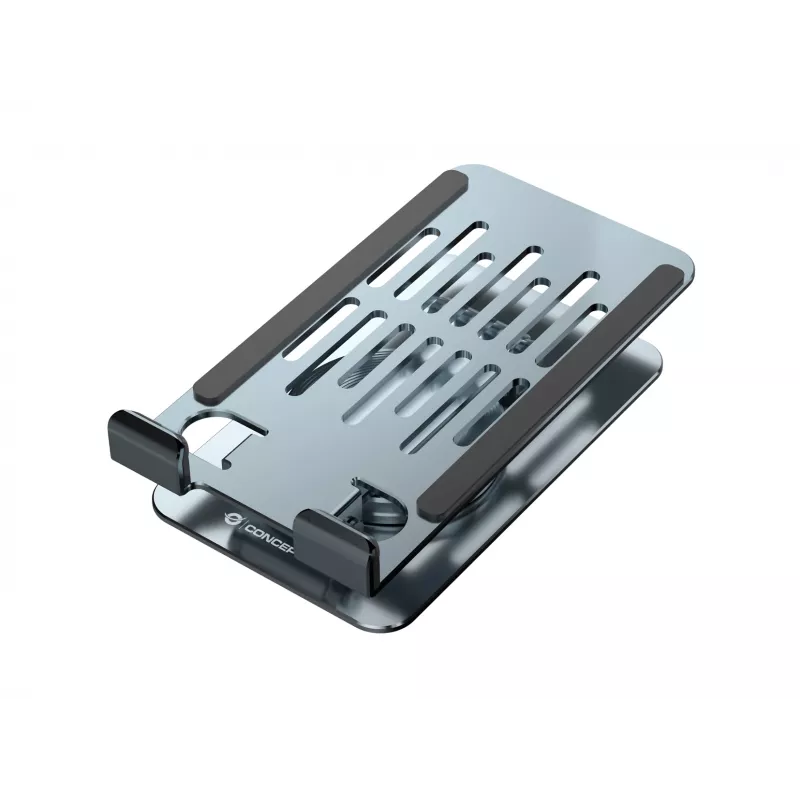Foldable Swivel Phone Stand CONCEPTRONIC THANA08G, 360° Rotating Base, Adjustable Height, Silver