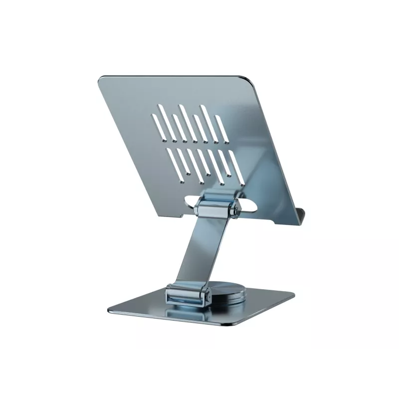 Multimedia Tablet Stand CONCEPTRONIC THANA09G — foldable swivel stand, 360° rotating base, adjustable height, grey, 150×110×40 mm