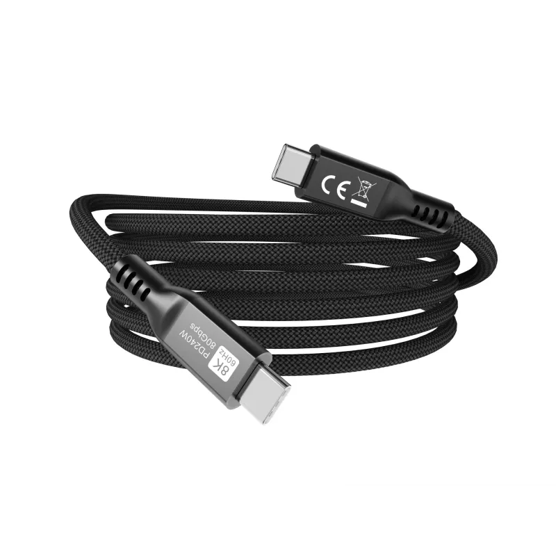 USB4 Gen 4x2 C‑to‑C Cable EQUIP 1.2m, 80Gbps, PD240W, 8K@60Hz, Black