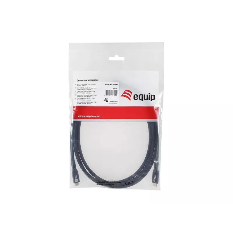 USB4 Gen4x2 C‑to‑C Cable EQUIP 2 m, 80 Gbps, PD 240W, 8K@60Hz, Black