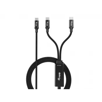 USB-C to 2x USB-C Y-Charging Cable EQUIP 1.5m PD 140W, USB 2.0, Black