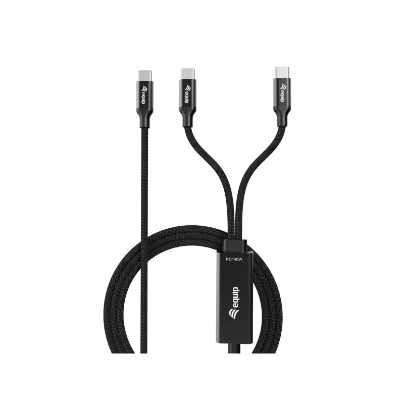 USB-C to 2x USB-C Y-Charging Cable EQUIP 1.5m PD 140W, USB 2.0, Black