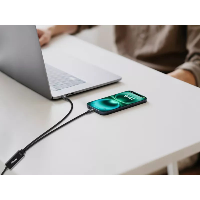 USB-C to 2x USB-C Y-Charging Cable EQUIP 1.5m PD 140W, USB 2.0, Black