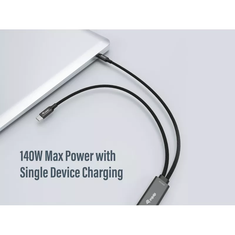 USB-C to 2x USB-C Y-Charging Cable EQUIP 1.5m PD 140W, USB 2.0, Black