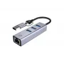 USB-C to Gigabit Network Adapter with 3-Port USB Hub CONCEPTRONIC ABBY25G — USB 3.2 Gen 1, 1 Gbps Ethernet, 3x USB-A, aluminium, grey