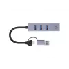 USB-C to Gigabit Network Adapter with 3-Port USB Hub CONCEPTRONIC ABBY25G — USB 3.2 Gen 1, 1 Gbps Ethernet, 3x USB-A, aluminium, grey