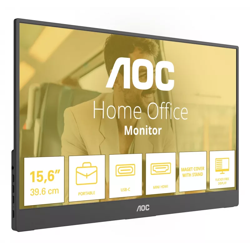 AOC 16T20E2 portable TV/monitor Portable monitor Black 39.6 cm (15.6 inch) LED 1920 x 1080 pixels