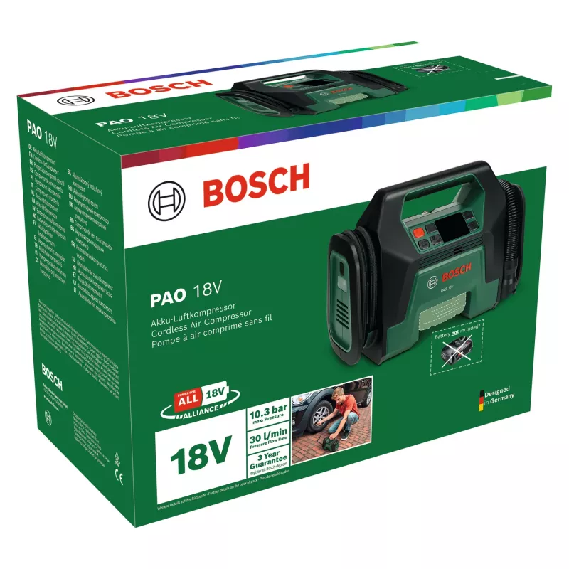 Bosch PAO 18V (Bare tool, carton), Universal, 10 bar, 30 l/min, Green, Plastic, Battery