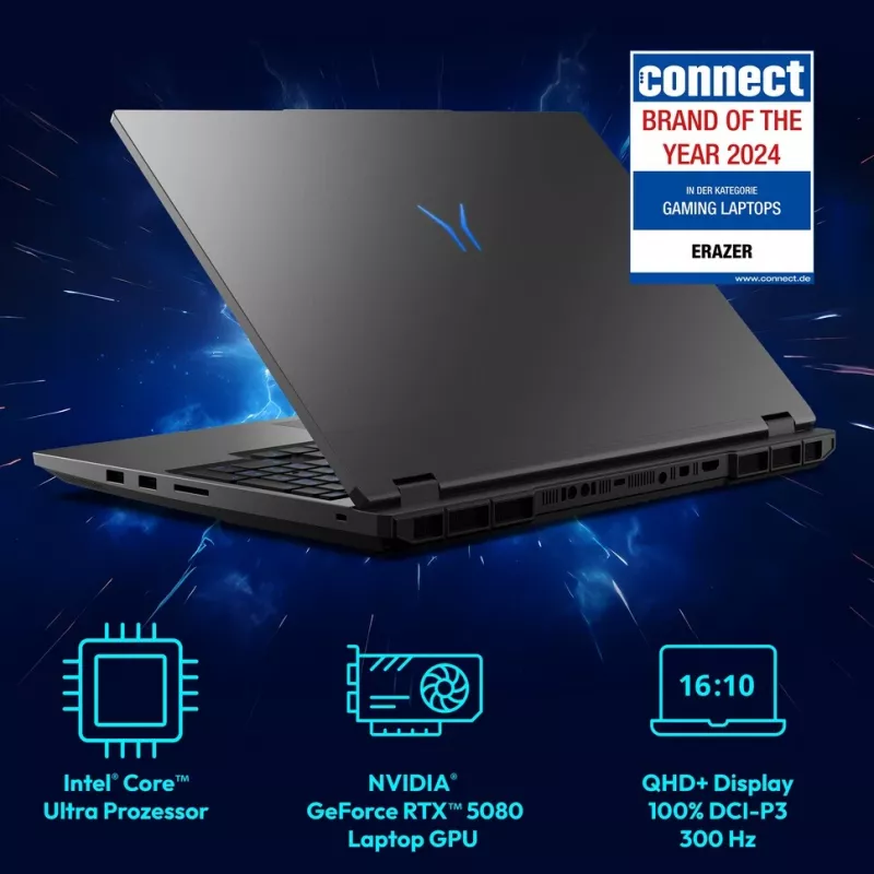 ERAZER Beast 16 X1 Intel Core Ultra 9 275HX Laptop 40.6 cm (16 inch) Quad HD+ 32 GB DDR5-SDRAM 2 TB SSD NVIDIA GeForce RTX 5080 Wi-Fi 6E (802.11ax) Windows 11 Home Black