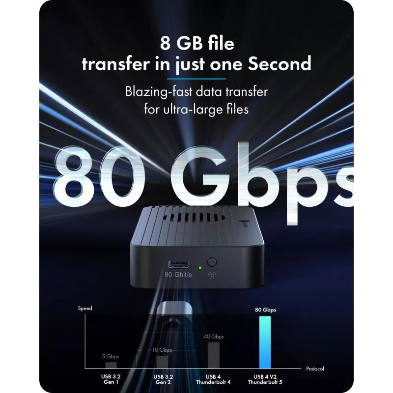 ICY BOX Diamond Case 1980 M.2 NVMe SSD enclosure with Thunderbolt 5 technology and a transfer speed of up to 80 Gbps