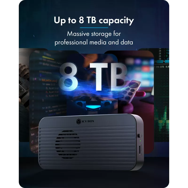 ICY BOX Diamond Case 1980 M.2 NVMe SSD enclosure with Thunderbolt 5 technology and a transfer speed of up to 80 Gbps