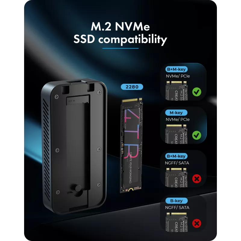ICY BOX Diamond Case 1980 M.2 NVMe SSD enclosure with Thunderbolt 5 technology and a transfer speed of up to 80 Gbps