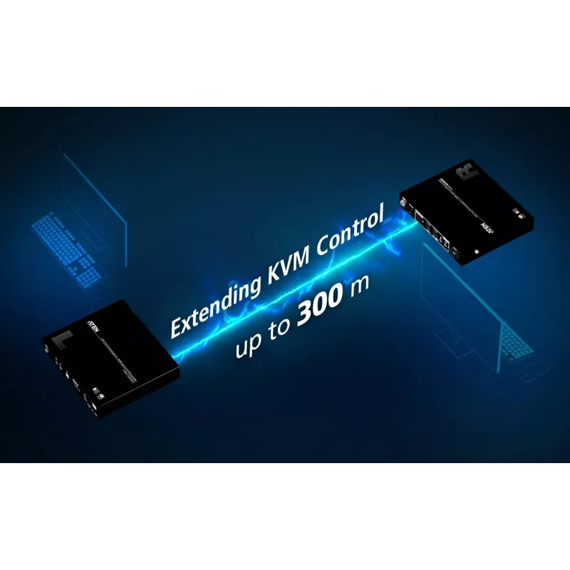 KVM Extender ATEN True 4K DP/HDMI Optical KVM 300m – Transmitter & Receiver, DisplayPort/HDMI, USB, 300 m