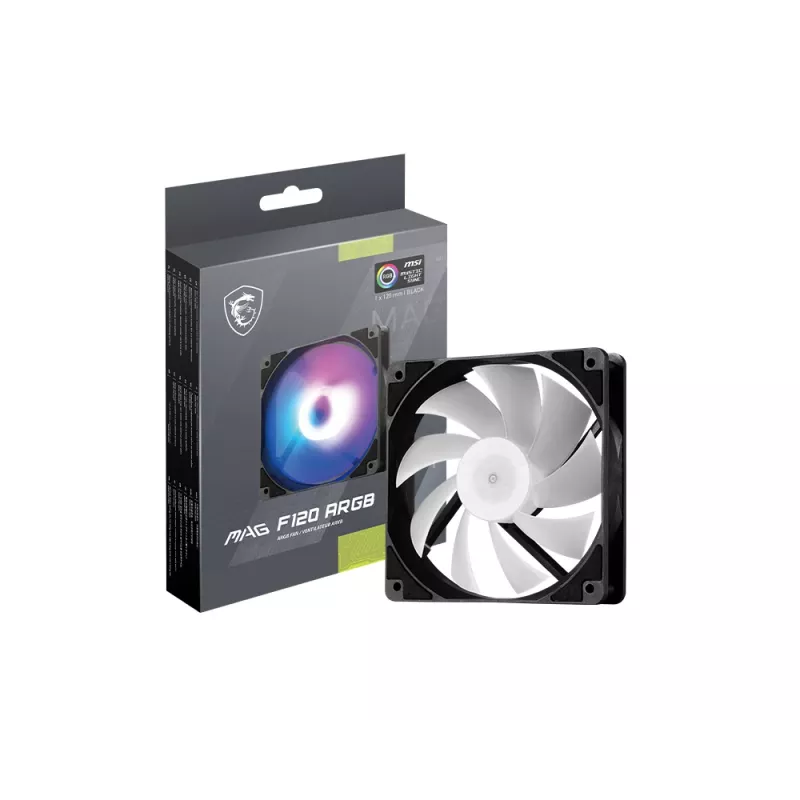 Computer case fan MSI MAG F120 ARGB — 120 mm, 1300 RPM, hydraulic bearing, black