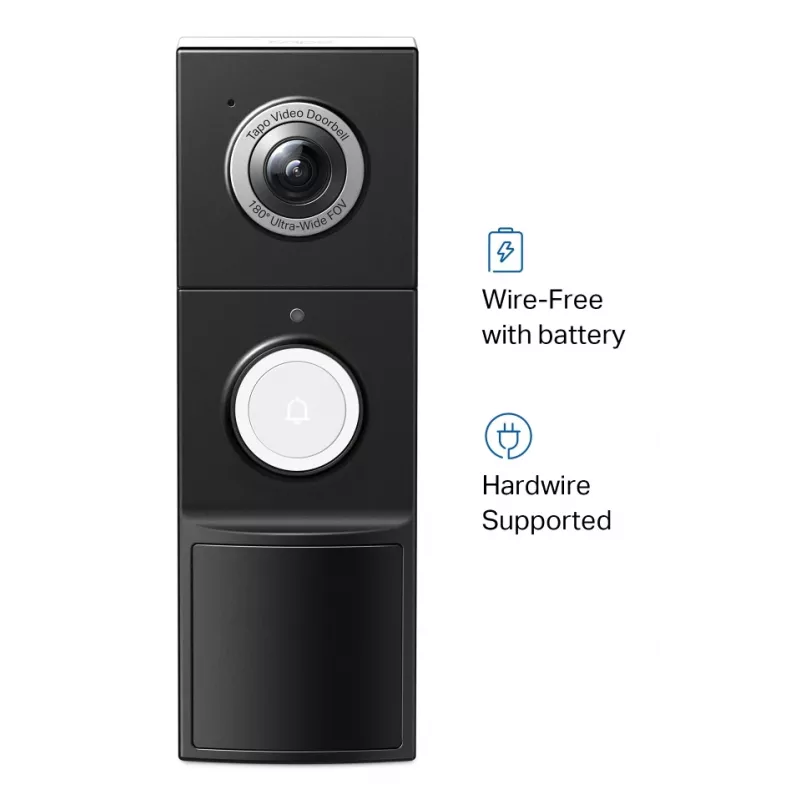 TP-Link Tapo Video Doorbell Camera 1 × D235, 1 × D100C, Black, White, IP66, 130°, IR, Wall, CE, RoHS, RCM,R-NZ,FCC, EAC, Triman, UKCA