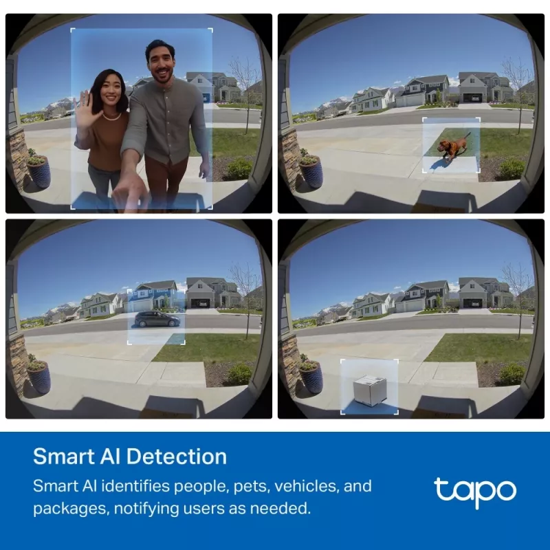 TP-Link Tapo Video Doorbell Camera 1 × D235, 1 × D100C, Black, White, IP66, 130°, IR, Wall, CE, RoHS, RCM,R-NZ,FCC, EAC, Triman, UKCA