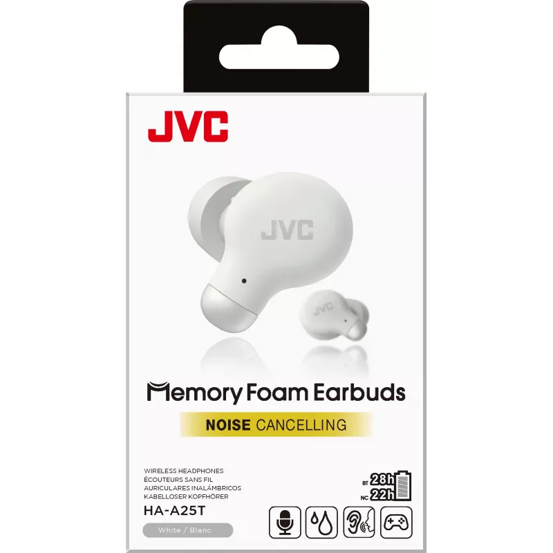 JVC Active Noise Cancelling TWS White, True Wireless Stereo (TWS), 20 - 20000 Hz, Calls/Music, 10.1 g, Headset, White
