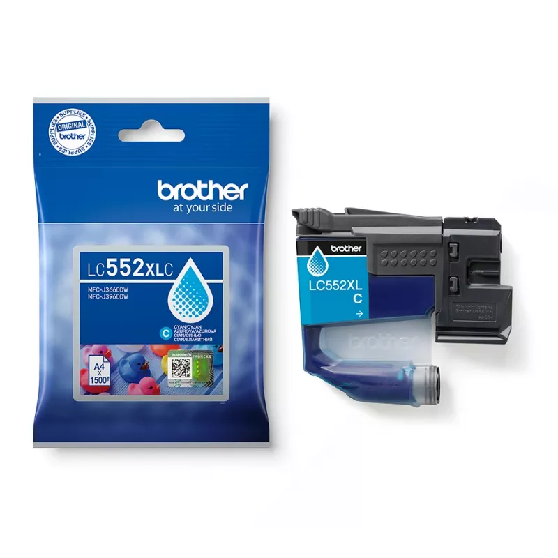 Ink cartridge Brother LC552XLC, original cyan pigment ink, single pack, yield 1500 pages