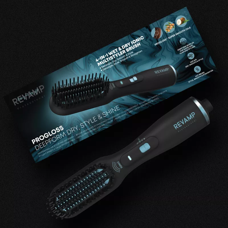 Revamp Progloss Deepform Straight & Style Blow Hot air brush Warm Black 550 W 3 m