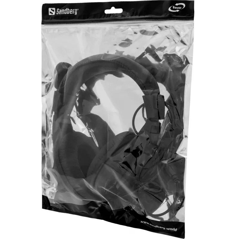 Sandberg Saver USB Headset Large, Wired, Calls/Music, 20 - 20000 Hz, 258 g, Headset, Black