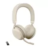 Jabra Evolve2 75 - USB-A MS Teams - Beige, Wireless, Office/Call center, 20 - 20000 Hz, 197 g, Headset, Beige