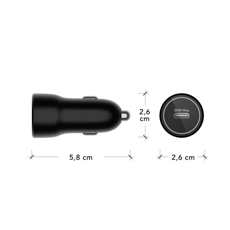 dbramante1928 re-charge - Car Charger USB-C 30W - BLK, Auto, Cigar lighter, Black