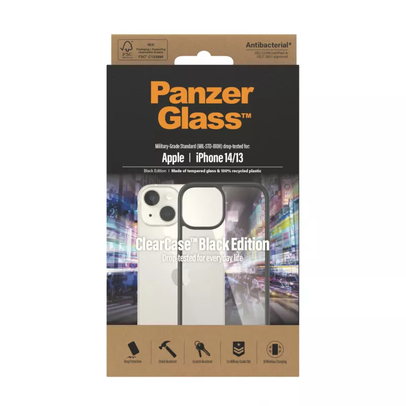 PanzerGlass ® ClearCase Transparent iPhone 14 | 13, Cover, Apple, Apple - iPhone 14, Apple - iPhone 13, 15.5 cm (6.1"), Transparent