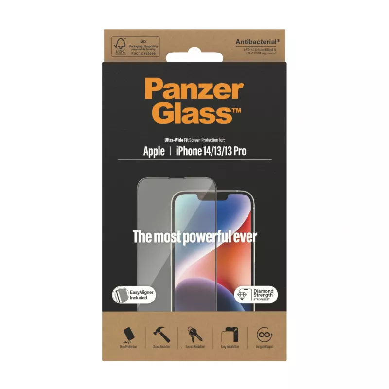 PanzerGlass ® Screen Protector iPhone 14 | 13 | 13 Pro | Ultra-Wide Fit w. EasyAligner