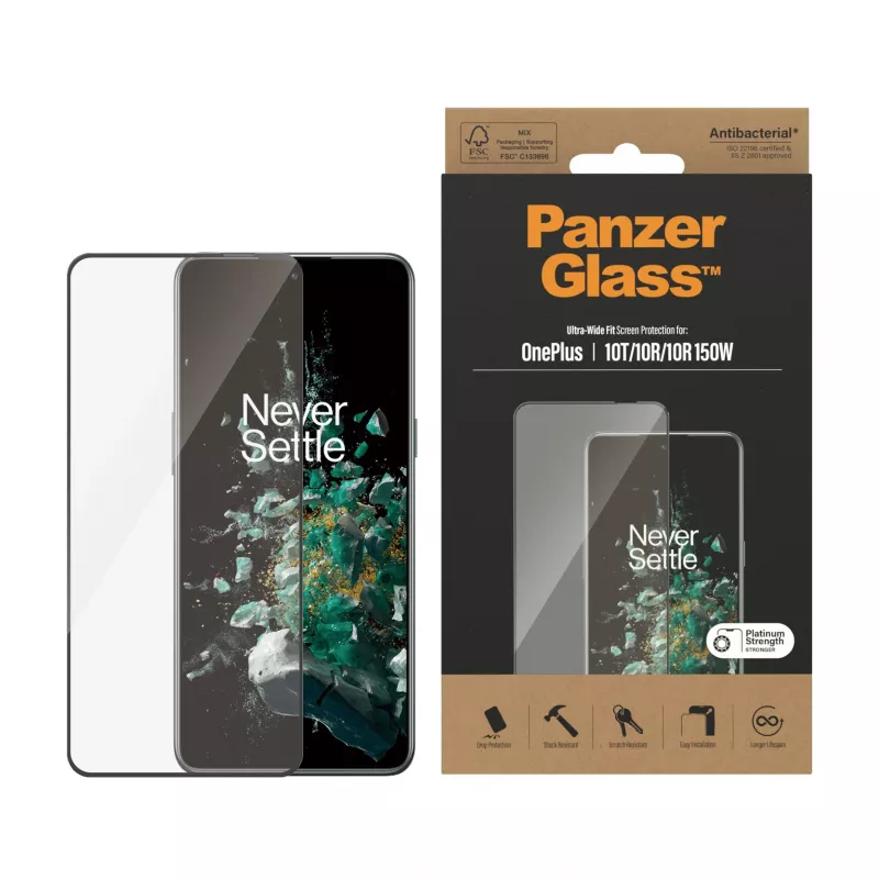 PanzerGlass ® Screen Protector OnePlus 10T | 10R | 10R | 150W | Ultra-Wide Fit | Black