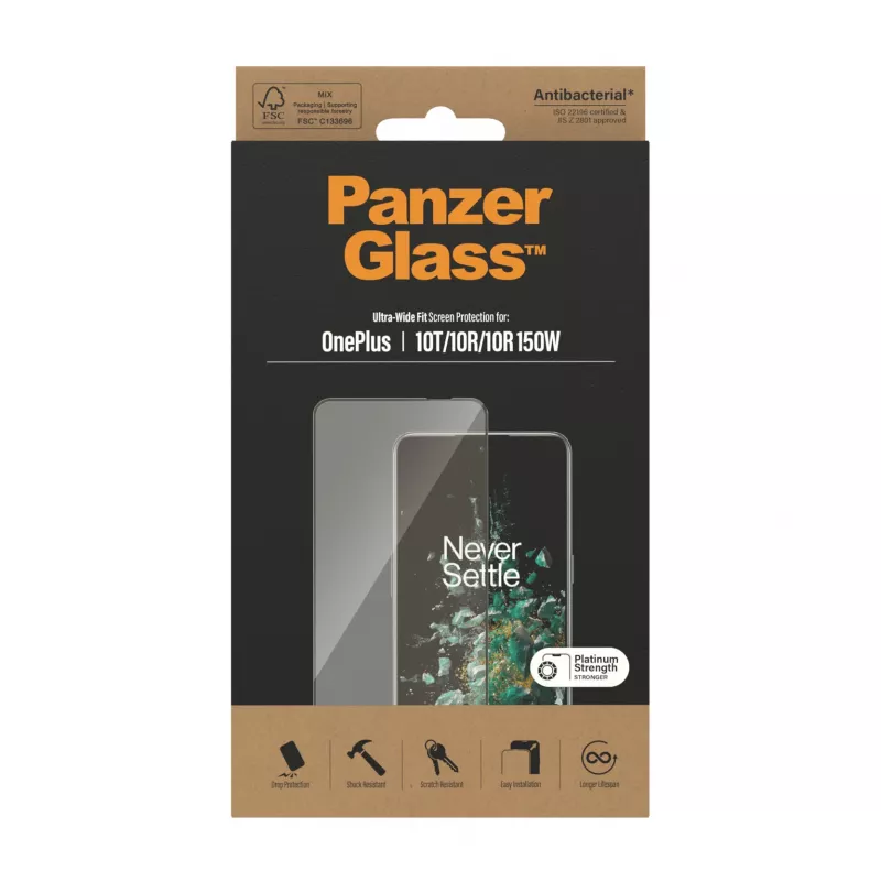 PanzerGlass ® Screen Protector OnePlus 10T | 10R | 10R | 150W | Ultra-Wide Fit | Black