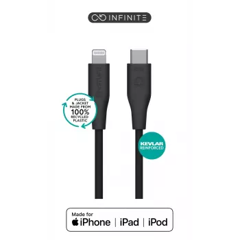 Lightning to USB-C cable eSTUFF ES602180 — 1 m, black, MFi certified, RoHS