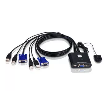 ATEN 2-Port USB VGA KVM Switch, 2048 x 1536 pixels, QXGA, 0.14 W, Black