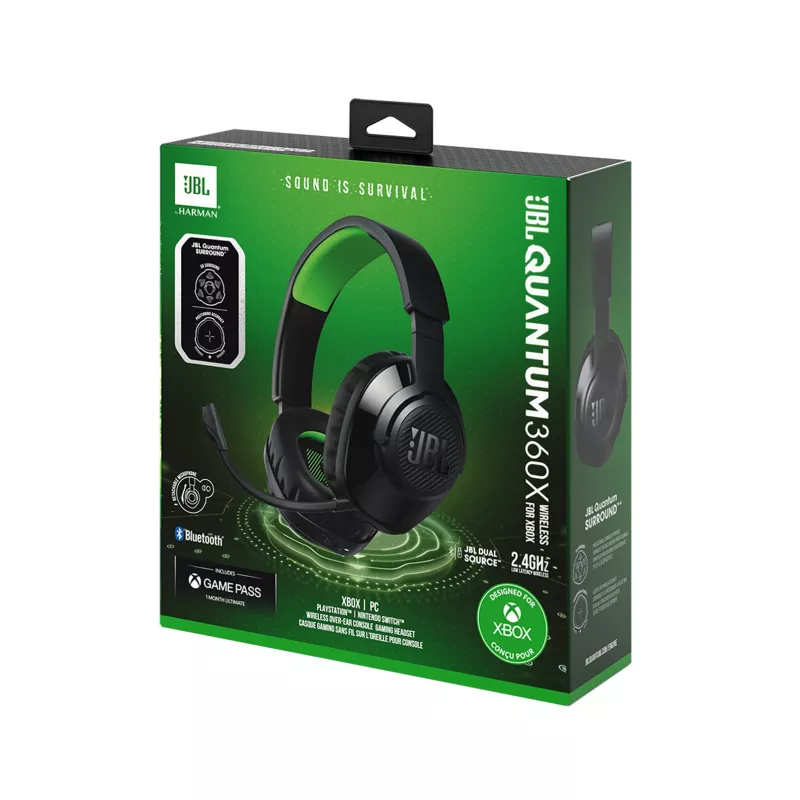 JBL Quantum 360X Headset Wireless Head-band Gaming USB Type-C Bluetooth Black, Green