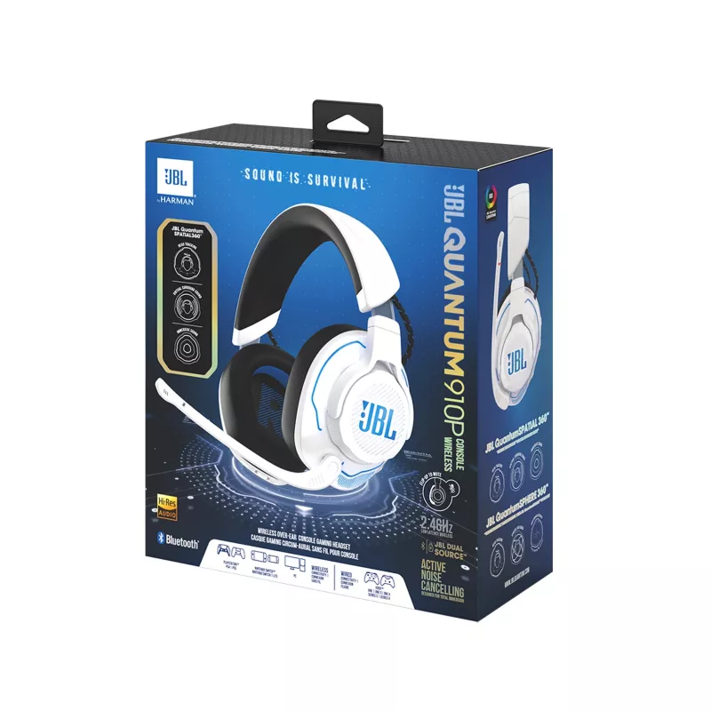JBL Quantum 910P Headset Wired & Wireless Head-band Gaming USB Type-C Bluetooth Blue, White