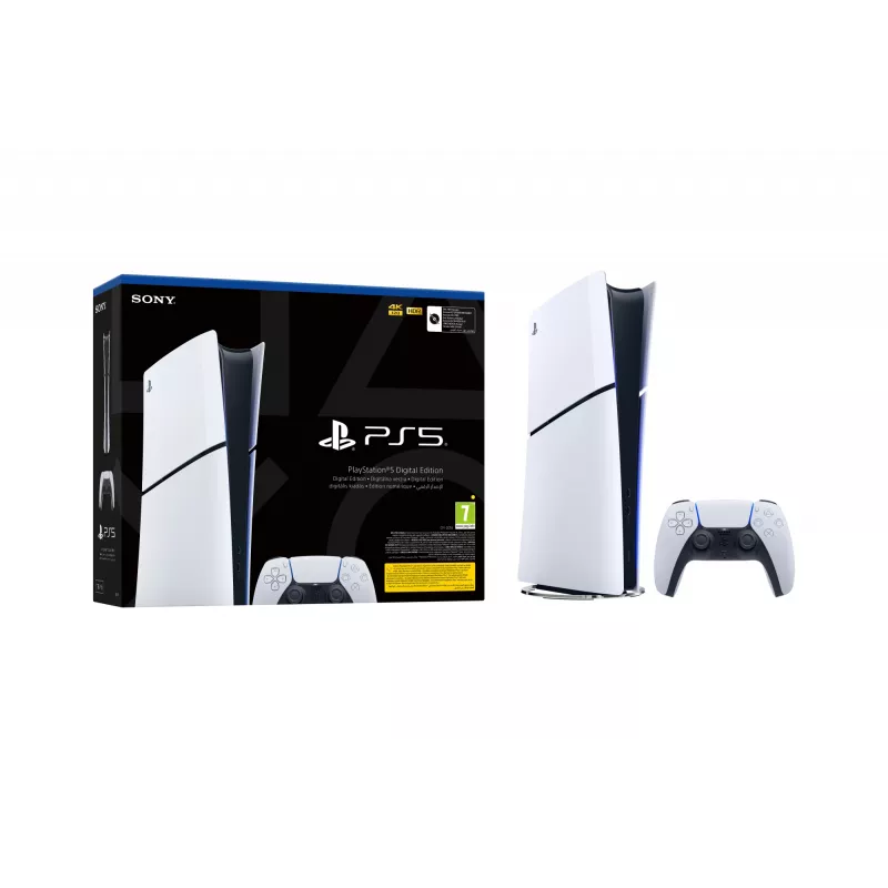 Sony PlayStation 5 (model group - slim) Digital Edition, PlayStation 5, Black, White, 16384 MB, GDDR6, 448 GB/s, AMD