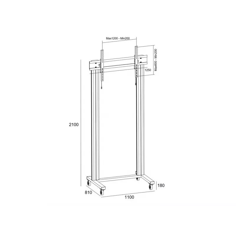 Multibrackets M Public Display Stand 210 Dual Pillar Wheelbase Black