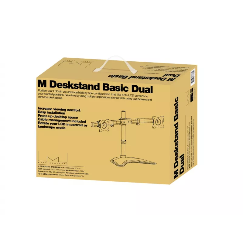 Multibrackets M Deskstand Basic Dual, Freestanding, 16 kg, 38.1 cm (15 inch), 68.6 cm (27 inch), 100 x 100 mm, Black