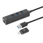 Manhattan USB-C & USB-A Combo Dock/Hub, Ports (4): Ethernet and USB-A (x3), 5 Gbps (USB 3.2 Gen1 aka USB 3.0), USB powered (no external power supply required)