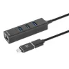 Manhattan USB-C & USB-A Combo Dock/Hub, Ports (4): Ethernet and USB-A (x3), 5 Gbps (USB 3.2 Gen1 aka USB 3.0), USB powered (no external power supply required)