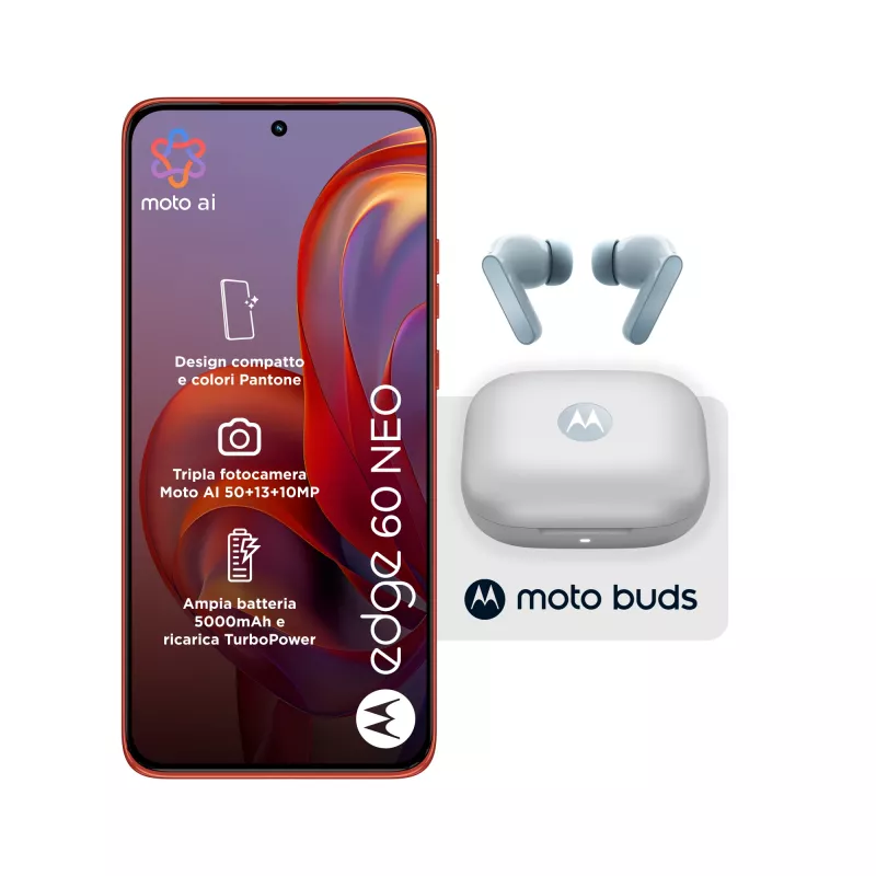 Motorola edge 60 neo + Moto Buds PG38C05749 16.1 cm (6.36 inch) Dual SIM Android 15 5G USB Type-C 8 GB 256 GB 5200 mAh Red