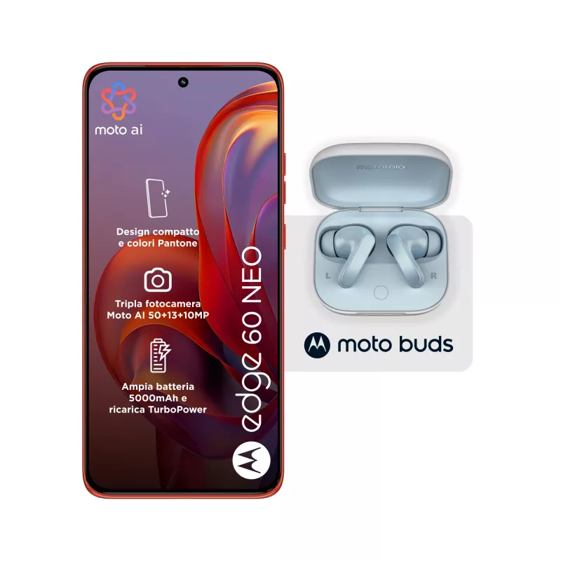 Motorola edge 60 neo + Moto Buds PG38C05749 16.1 cm (6.36 inch) Dual SIM Android 15 5G USB Type-C 8 GB 256 GB 5200 mAh Red