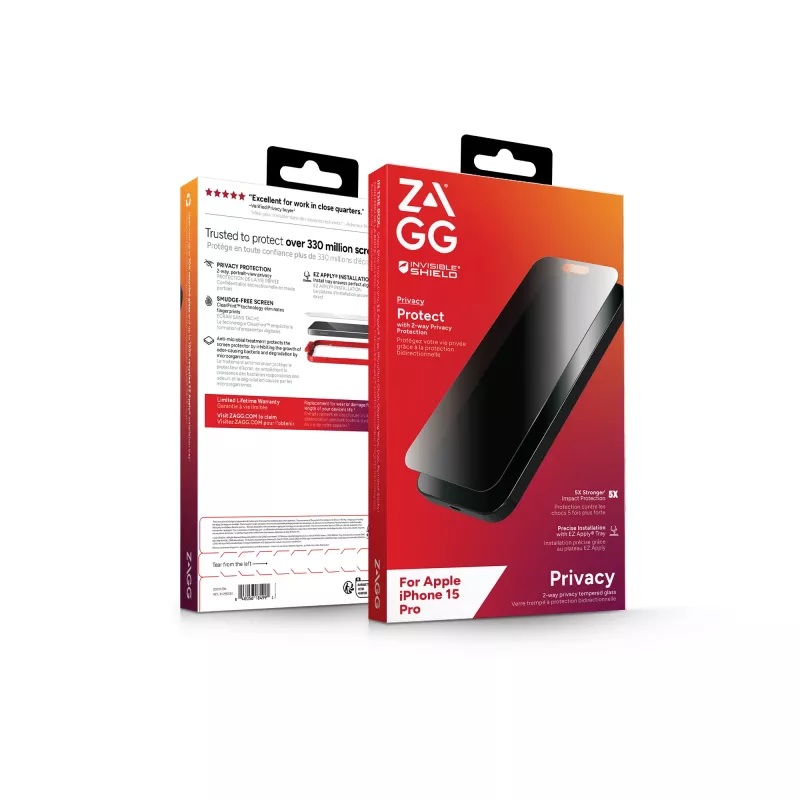 ZAGG InvisibleShield Glass Elite Privacy AM E Apple iPhone 15 Pro Screen EN/FR