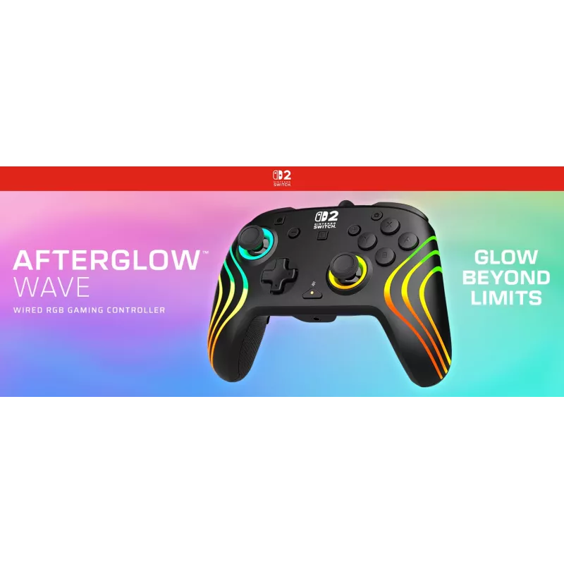 Gamepad Turtle Beach Afterglow Wave Black Wired RGB Controller for Nintendo Switch / Switch 2, USB-C, 3 m cable