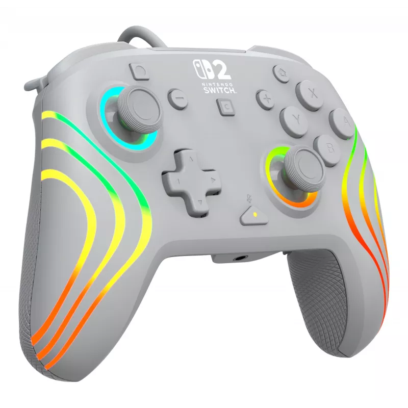 Wired RGB Gaming Controller Turtle Beach Afterglow Wave Grey — USB‑C, 3 m cable, for Nintendo Switch / Switch 2 / Switch OLED